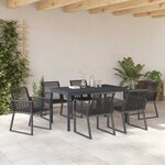 vidaXL Ensemble de salle à manger pour jardin 7 Pièces Noir