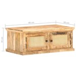 vidaXL Table basse 90x50x35 cm Bois de manguier et canne naturelle