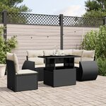 vidaXL Salon de jardin 6 Pièces avec coussins noir résine tressée