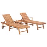 vidaXL Chaises longues lot de 2 avec table Bois de teck solide