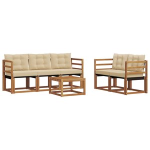 vidaXL Ensemble de canapés d'extérieur 6 Pièces Naturel et Beige