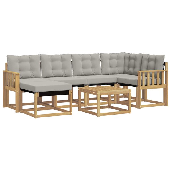 vidaXL Ensemble de canapés d'extérieur 7 Pièces Blanc et gris clair