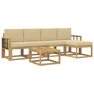 vidaXL Ensemble de canapés d'extérieur 6 pc Blanc et Beige