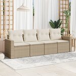 vidaXL Salon de jardin avec coussins 4 Pièces beige résine tressée