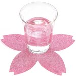 6 sous-verres fleurs de cerisier à paillettes  en feutrine  19 x 19 cm