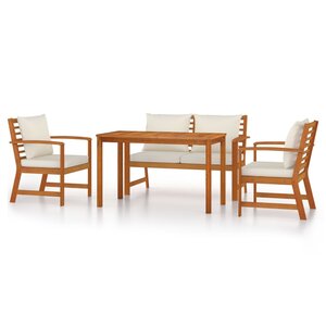 vidaXL Ensemble à manger de jardin 4 Pièces coussins Bois acacia