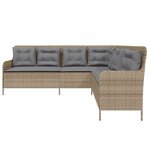 vidaXL Canapé de jardin avec coussins forme de L beige résine tressée