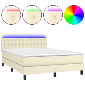 vidaXL Sommier à lattes de lit avec matelas et LED Crème 140x200 cm