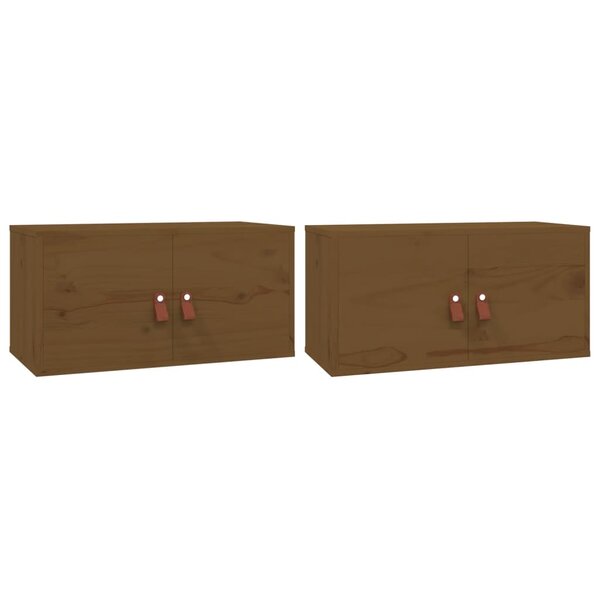 vidaXL Armoires murales 2Pièces Marron miel 60x30x30cm Bois de pin massif
