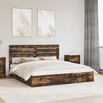 vidaXL Lit de Rangement Chêne fumé 200 x 200 cm Bois d'ingénierie