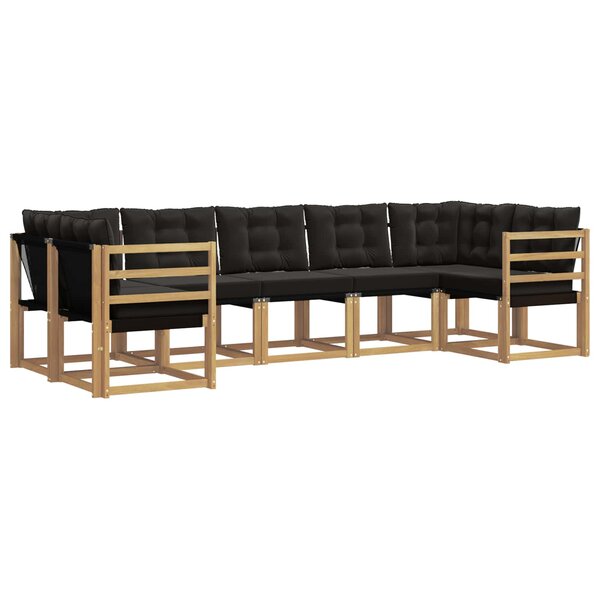 vidaXL Ensemble de canapés d'extérieur 7 pc Blanc et noir