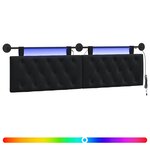 vidaXL Tête de lit suspendue Avec lumière LED Noir Velours