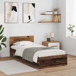 vidaXL Cadre de lit avec bandes LED Bois ancien Bois d'ingénierie