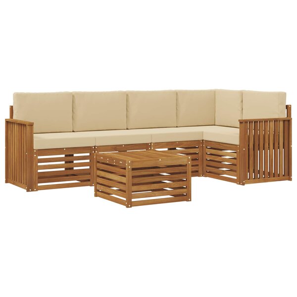 vidaXL Ensemble de canapé d'angle avec coussin 6 Pièces Naturel et Beige