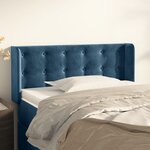 vidaXL Tête de lit avec oreilles Bleu foncé 93x16x78/88 cm Velours