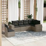 vidaXL Salon de jardin 6 Pièces avec coussins gris résine tressée