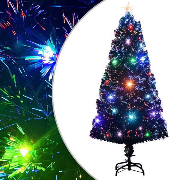 vidaXL Arbre de Noël pré-éclairé avec support et LED 120 cm fibre optique