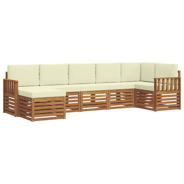 vidaXL Ensemble de canapés d'extérieur 7 pc Naturel et Crème