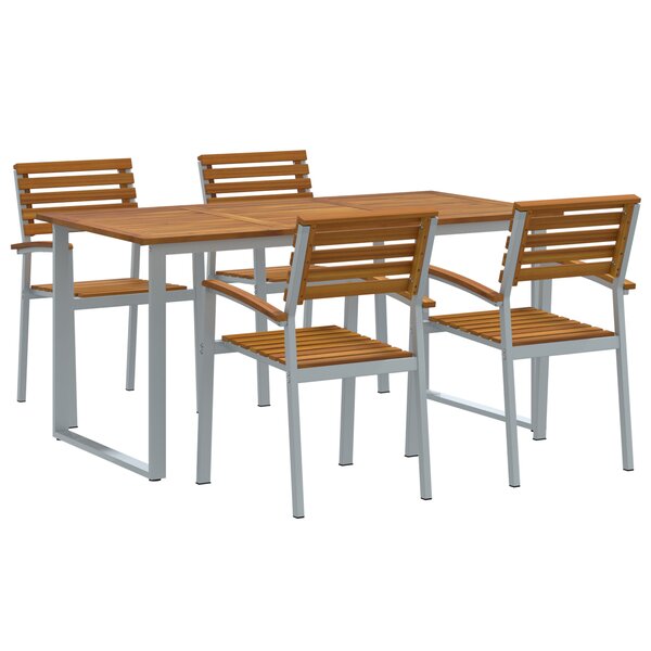 vidaXL Ensemble de salle à manger de jardin 5 pièces en bois massif d'acacia et métal