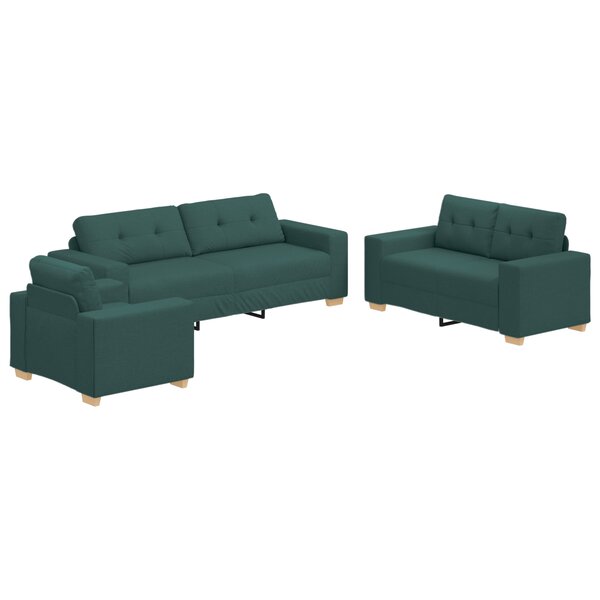 vidaXL Ensemble de canapés 3 pièces avec coussins - Tissu vert foncé