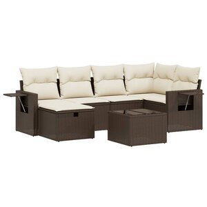 vidaXL Salon de jardin avec coussins 6 Pièces marron résine tressée