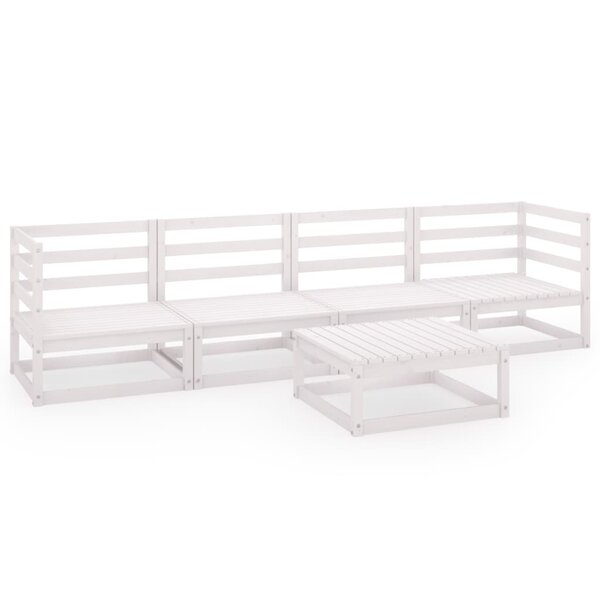 vidaXL Salon de jardin 5 Pièces Blanc Bois de pin massif