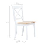 vidaXL Chaises à manger lot de 6 blanc et bois clair bois hévéa massif
