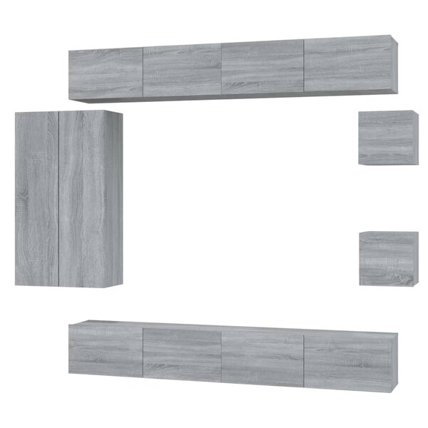 vidaXL Ensemble de meubles TV 8 Pièces Sonoma gris Bois d'ingénierie