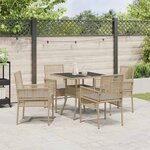 vidaXL Ensemble de salle à manger pour jardin 5 Pièces Beige Poly rotin