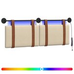 vidaXL Tête de lit suspendue Avec lumière LED Crème PU antique