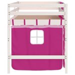 vidaXL Lit mezzanine enfants et rideaux rose 90x190cm bois pin massif