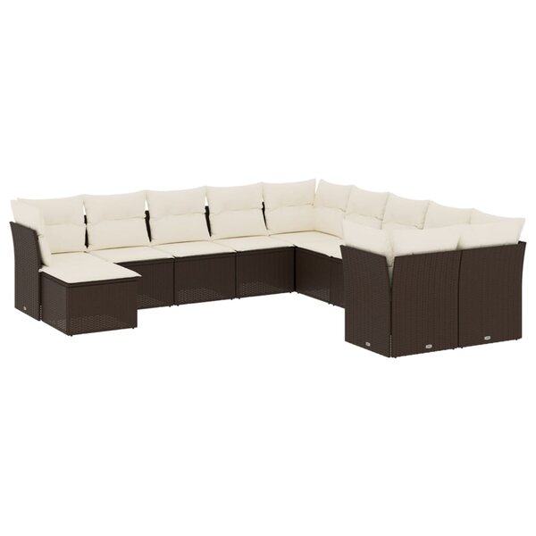 vidaXL Salon de jardin et coussins 11 Pièces marron résine tressée