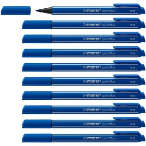 Stylo feutre pointMax pointe moyenne 0.8mm bleu x 10 STABILO