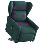 vidaXL Fauteuil inclinable de massage électrique Vert foncé Tissu
