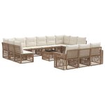 vidaXL Ensemble de canapé de jardin 14 Pièces Beige et blanc crème