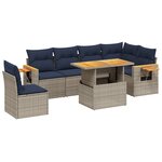 vidaXL Salon de jardin 7 Pièces avec coussins gris résine tressée
