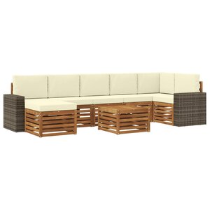 vidaXL Ensemble de canapés d'extérieur 8 pc Naturel et Crème