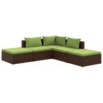 vidaXL Salon de jardin 5 Pièces avec coussins résine tressée marron