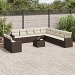 vidaXL Salon de jardin avec coussins 12 Pièces marron résine tressée