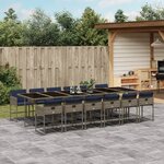vidaXL Ensemble à manger de jardin avec coussins 13 Pièces résine tressée