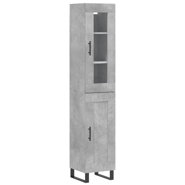 vidaXL Buffet haut Gris béton 34 5x34x180 cm Bois d'ingénierie