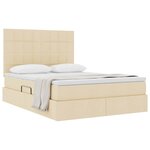 vidaXL Lit avec rangement et matelas Crème 140 x 200 cm Polyester