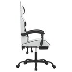 vidaXL Chaise de jeu avec repose-pied Blanc et noir Similicuir