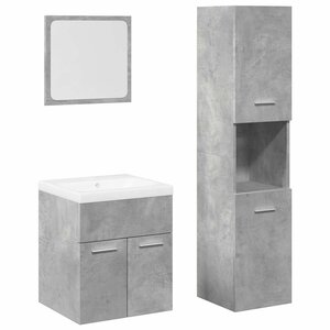 vidaXL Ensemble de meubles de salle de bain 4 Pièces gris béton
