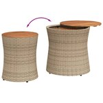 vidaXL Tables d'appoint de jardin 2Pièces dessus en bois beige poly rotin