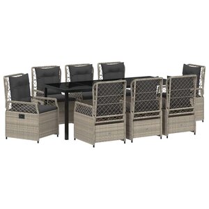 vidaXL Ensemble de salle à manger pour jardin 9 Pièces Gris clair
