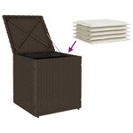 vidaXL Tabourets jardin avec coussins lot de 2 marron résine tressée