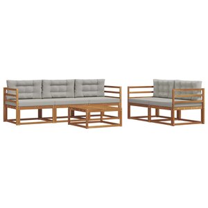 vidaXL Ensemble de canapés d'extérieur 6 Pièces Gris Naturel et Clair