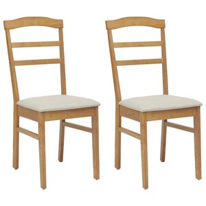 vidaXL Chaise de salle à manger 2 pc Bois de Caoutchouc Massif