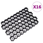 vidaXL Grilles d'herbe 16 Pièces noir 60x40x3 cm plastique